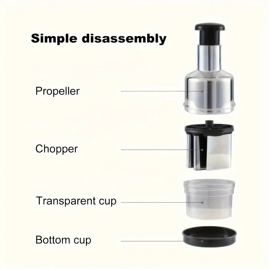 Kitchen Manual Tools Vertical Hand Press Garlic Cutter Chopper Onion Nuts Cutter Vegetable Food Chopper with Storage Container