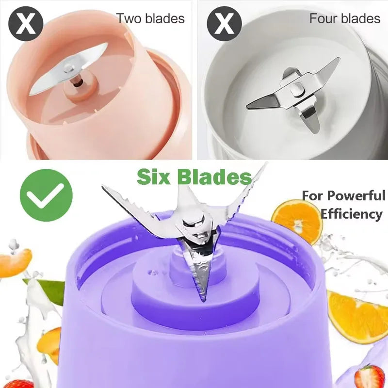 Certified Factory 380ml USB Rechargeable Smoothie on the Go Blender Cup Protein Shakes Small Mixer Blender