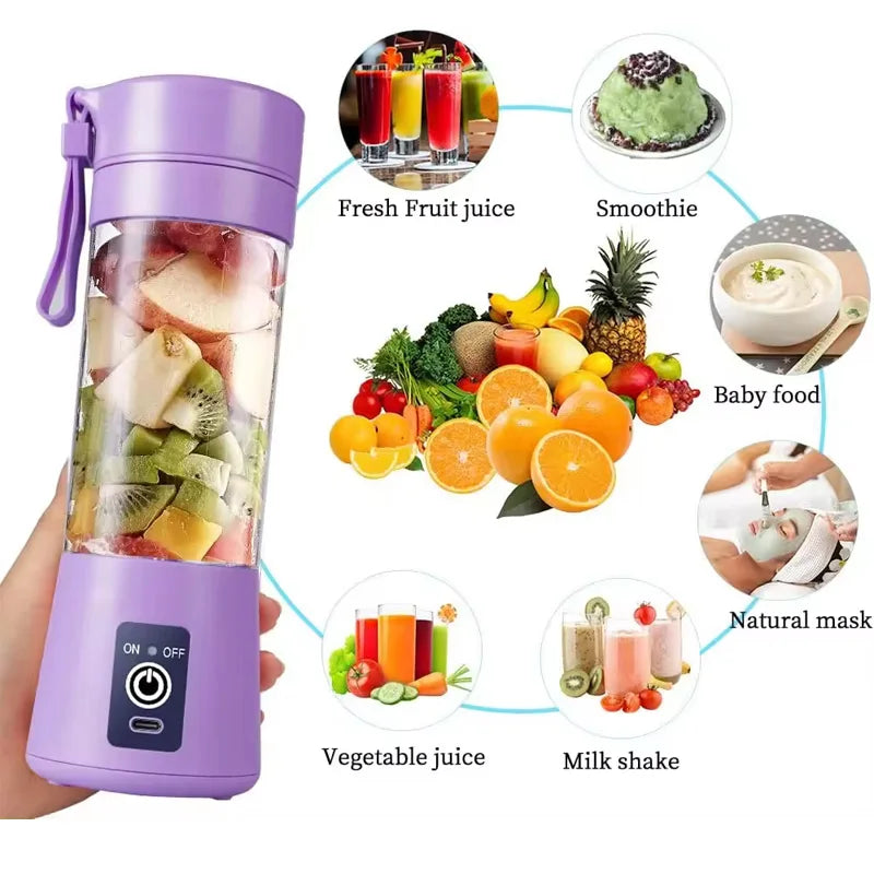 Certified Factory 380ml USB Rechargeable Smoothie on the Go Blender Cup Protein Shakes Small Mixer Blender